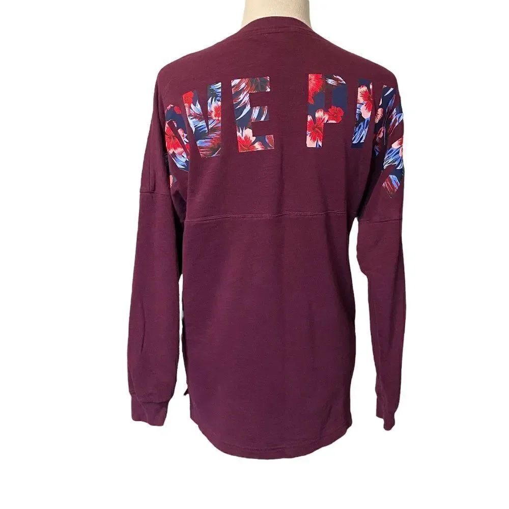 Victoria Secret Purple Bold Print Campus Longsleeved CrewNeck Oversized Shirt